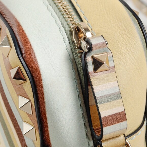 Valentino 1975 Multicolor Vitello Rockstud Native Couture Camera Printed Crossbo - Picture 10 of 12